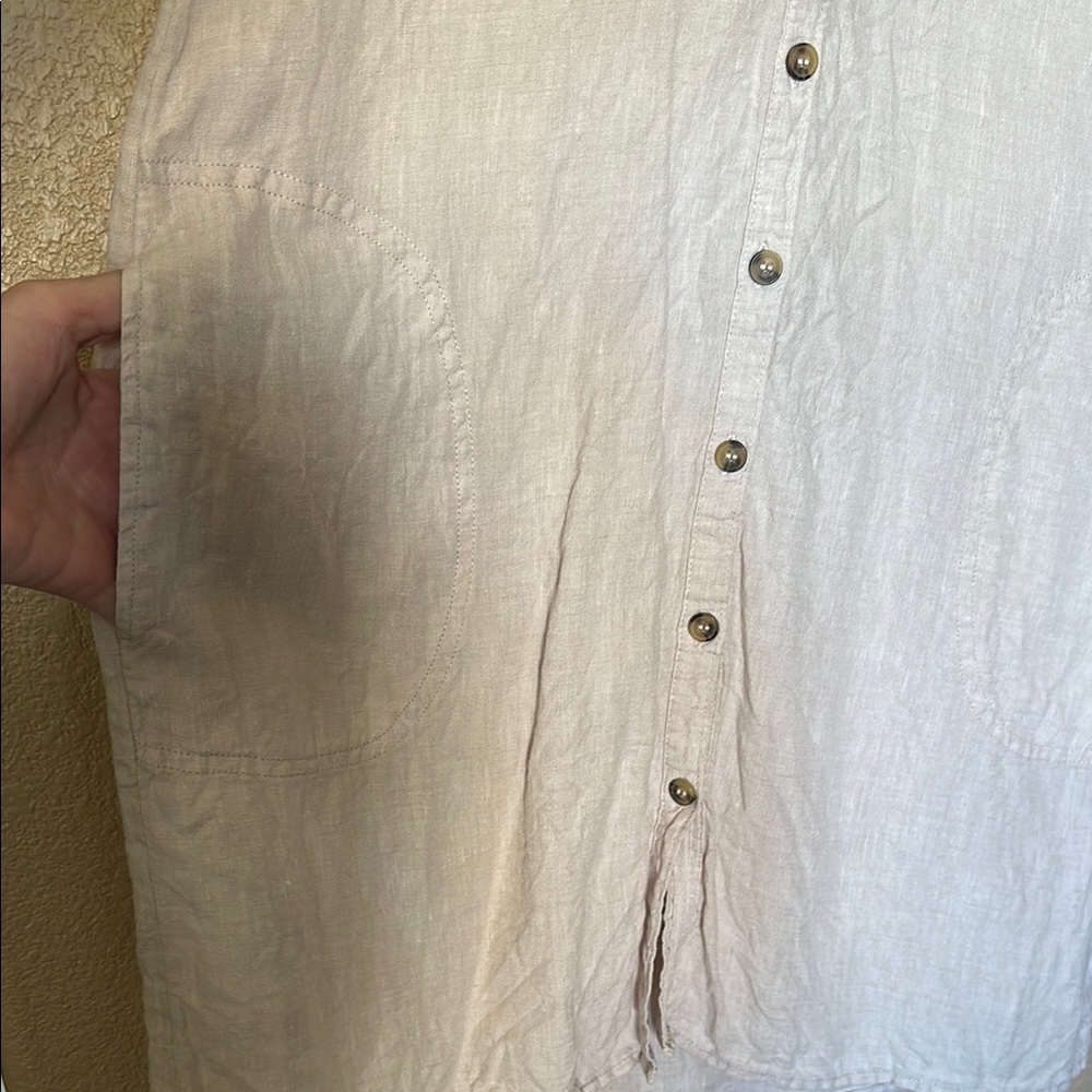 Tahari 100% Linen Button up sleeveless Dress - Picture 3 of 3